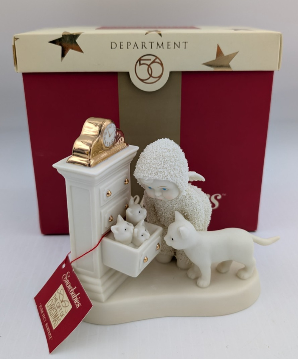 Department 56 Snowbabies Purr-Fect Surprise Cat Kittens Figurine 2004 With Box